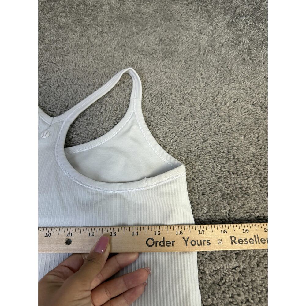 Lululemon Ebb To Street Tank Top Womens 12 White Ribbed B/C Cup Built-In Bra - Picture 8 of 11